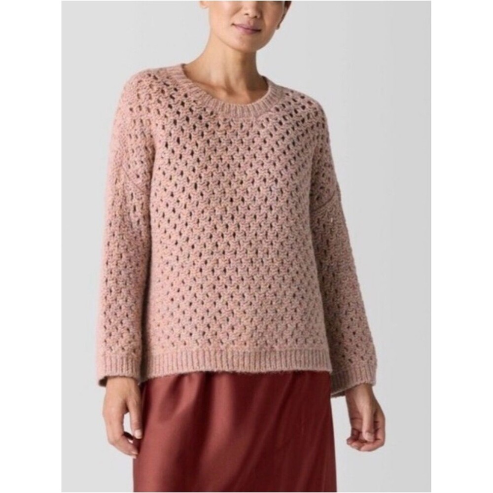 Eileen Fisher Peruvian Alpaca Sweater Womens Size XL Pink Fall Holiday Oversized